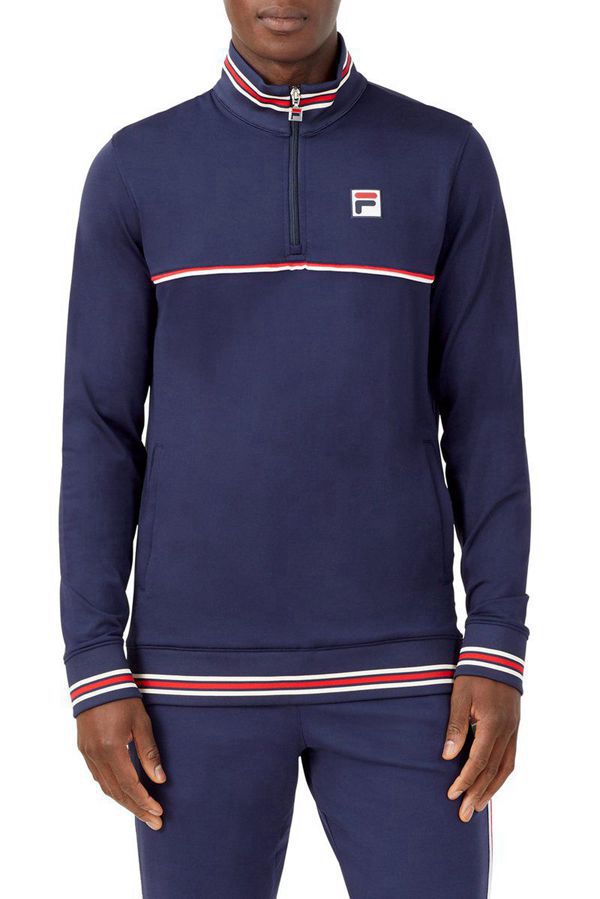 Fila Bunda Panske Námornícka Modrá / Biele / Červené - Heritage 1/4 Zip Vypredaj - Slovakia 78395-JD